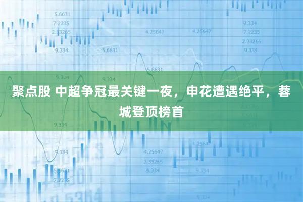 聚点股 中超争冠最关键一夜，申花遭遇绝平，蓉城登顶榜首